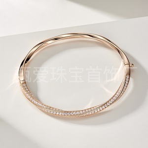 Bracciale in Argento 925 Placcato Oro con Pavé, Design <span class=keywords><strong>Baita</strong></span>, Gioielli Europei e Americani per Ragazze, Vendita all'Ingrosso - Product Image 6