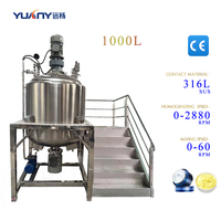 Machine de fabrication de lotion 1000L, homogénéisateur mélangeur, machine de mélange cosmétique, homogénéisateur à cisaillement élevé, équipement de production cosmétique