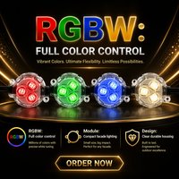 Lumière LED RGBW à points pixel 30 mm IP67 DC12V SMD5050 étanche pour façade extérieure, mur rideau et aménagement paysager