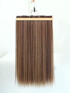 สีน้ำตาลเข้มไฮไลท์สีทอง ผมตรงยาวแบบไหมสังเคราะห์ ต่อผมแบบคลิป 6 ชิ้น ชุดเส้นใยสังเคราะห์ ยาว 26 นิ้ว - Product Image 3