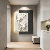 Art mural moderne de luxe à effet 3D, peinture décorative illuminée, motif papillon, décoration murale, décoration d'intérieur, entrée d'hôtel