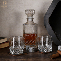 Juego de Decantador de Whisky Cuadrado Personalizado, Vasos de Whisky, Piedras de Hielo y Caja de Regalo de Madera, Regalo para Hombres y Artículos Esenciales para Bar