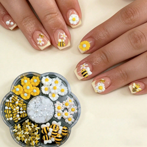 7Grids Adornos de Resina Mixta para Uñas con Diseño de Abeja, Margarita y Perla, <span class=keywords><strong>3D</strong></span> de Base Plana, Pequeña Margarita Silvestre, Joyería Kawaii de Abeja, Decoración DIY para Uñas - Product Image 6