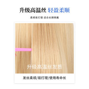 Peluca corta rubia platino estilo Lolita, corte bob, corona alta, volumen natural, fibra sintética Kanekalon, densidad del 130% - Product Image 4