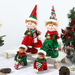 Nouvelles décorations de Noël créatives : Pendentif poupée elfe rouge et verte télescopique pour sapin de Noël - Product Image 2