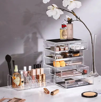 Boîte de rangement cosmétique personnalisée en acrylique transparent écologique moderne en gros