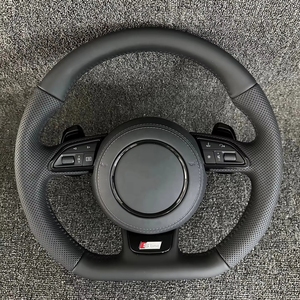 พวงมาลัยหนังแท้แบบเจาะรูครึ่งหนึ่งสีดำรุ่น Custom Racing <span class=keywords><strong>S</strong></span> <span class=keywords><strong>Line</strong></span> สำหรับ A3 8V A4 A6 C7 B8 B9 RS3 S3 S5 <span class=keywords><strong>Q3</strong></span> SQ5 Q8 - Product Image 1