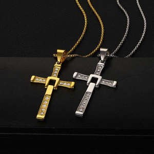 <span class=keywords><strong>Collier</strong></span> pendentif croix style Dominic Toretto, zircon, acier inoxydable, bijoux tendance, cadeau pour femmes et hommes - Product Image 2