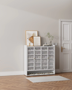 Meuble à chaussures en acier durable à 7 niveaux, étagère de rangement pour entrée de salon, armoire à chaussures à <span class=keywords><strong>3</strong></span> <span class=keywords><strong>portes</strong></span> avec verre - Product Image 6