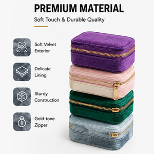 Wholesale Custom Logo Velvet Leather Mini Jewelry Ring <strong>Box</strong> Travel Portable <strong>Jewellery</strong> Earring Ring Organizer <strong>Women</strong> Gift Case - Product Image 5