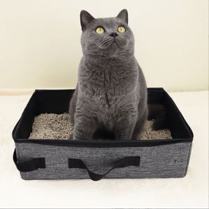 Multifunctional Pet Cat <b>Litter</b> Bag Extra <b>Large</b> Foldable Waterproof Oxford Cloth Cat Supplies Rectangle Black And Gray One Size - Product Image 4