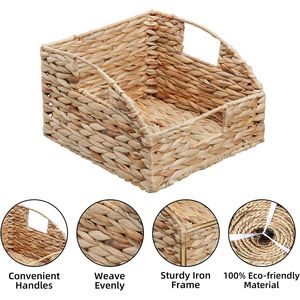 Juego de 3 cestas de almacenamiento de ratán y jacinto de agua tejidas a mano estilo bohemio, organizador de decoración para el hogar, exportación directa de Vietnam - Product Image 2