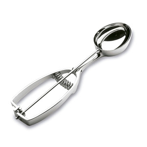 Cucchiaio ovale per gelato in acciaio inossidabile con molla, lavabile in lavastoviglie - Product Image 1