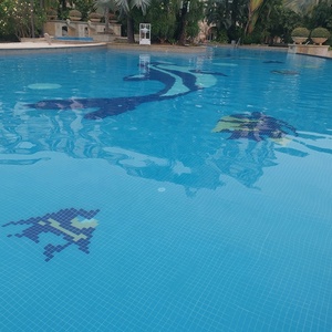 306x306mm toptan fiyat karışık mavi yüzme havuzu banyo için 6mm mozaik fayans seramik karo - Product Image 3