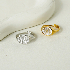 Thời Trang Đồ Trang Sức Nhẫn Zircon Paved Thép Không Gỉ Nhẫn Trang Sức Phụ Nữ Không Thấm Nước 18K Vàng Mạ Vòng - Product Image 6