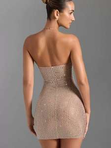 Vestido Mini Sexy Elástico con Cristales para Mujer, Venta al Por Mayor, para Fiestas y Clubes, Vestido Corto 2026 - Product Image 2