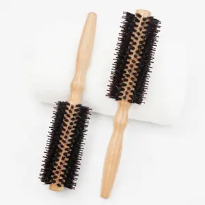 नए उत्पाद विचारों प्राकृतिक सूअर Bristles बाल ब्रश जोड़े दौर कर्लिंग कंघी (व्यास 2 इंच + 1.6 इंच) के लिए करने के लिए कम लंबे बाल