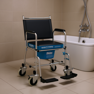 Chaise de douche roulante Indos, capacité 250 kg, avec roulettes, équipement de sécurité pour salle de bain - Product Image 2