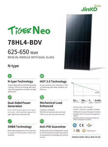 Paneles Solares Monocristalinos Tiger Neo 72HL4-(V) Tipo N Bifaciales de Doble Vidrio con Marco Plateado de 580-605W, Nivel 1, 22.45% de Eficiencia - Product Image 3