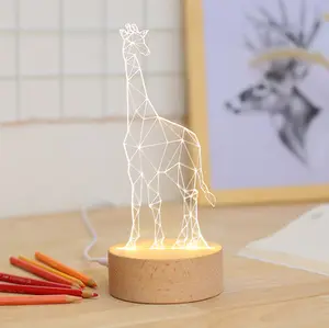 Criativo de madeira pedestal 3D luzes LED/lâmpada de mesa LED/lâmpada de mesa