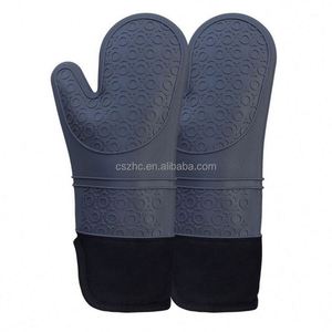 Extra Long Professional Heat Resistant <b>Silicone</b> Mitt Kitchen Cooking Pot Holders <b>Silicone</b> Oven Mitt with Quilted Liner - Product Image 4