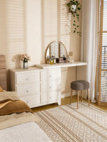Table de maquillage et coiffeuse en fer noir pour chambre à coucher, avec tiroirs intégrés, style rétro crème, meuble de rangement d'angle