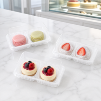 Boîte à gâteaux Mochi à 2 compartiments avec couvercle transparent, emballage rectangulaire en gros pour desserts, gâteaux au porc, choux à la crème, pâtisseries à emporter