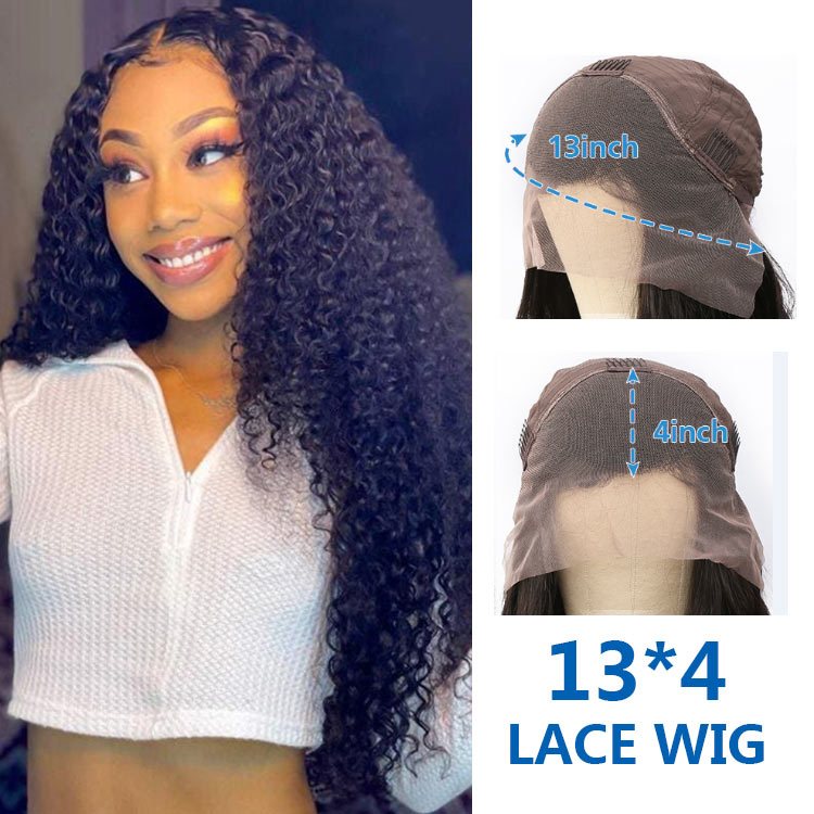 13*4 Peluca de encaje-rizado