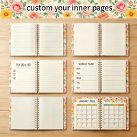 Agenda Personalizzata Senza Data con Copertina Rigida e Spirale, Pianificatore Giornaliero, Settimanale e Mensile, Quaderno Organizzatore per Scuola e Ufficio