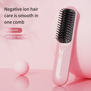 High Quality Wireless Hair Brush Straightening Fast <b>Heating</b> Comb <b>USB</b> Charge Hair Curling Dryer Brush Hair Styling Tools - Product Image 2
