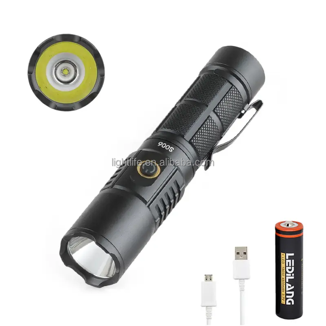 SST20 Long Range LED Flashlight TYPE-C Recharging Flashlight Portable Pen Clip Working Light Torch Light Tactical Flashlight
