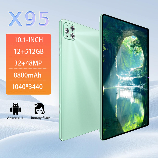 X95 10.1 Inch Titan Tablet PC 12GB+1TB 108MP 8000mAh 5G Dual SIM+TF Octa Core AI Gaming Prime 120Hz Refresh Rate Wi-Fi Streaming