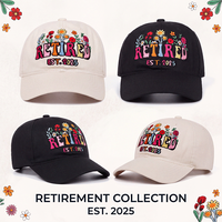 Gorra de Papá Personalizada con Bordado 'RETIRED', Sin Estructura, de Algodón, con Visera Curva, Ajustable, Regalo de Jubilación, Gorras Personalizadas OEM