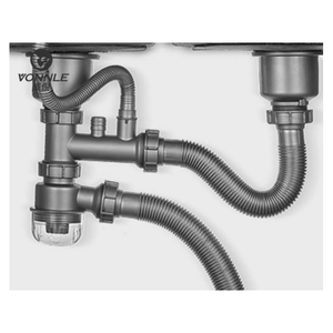 Moderno baño cocina doble cuenco <span class=keywords><strong>fregadero</strong></span> tubo de drenaje a prueba de insectos y a prueba de olores <span class=keywords><strong>fregadero</strong></span> filtro tubo de drenaje <span class=keywords><strong>Kit</strong></span> - Product Image 1