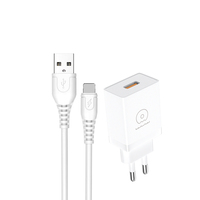 Pengisi Daya Ponsel WUW Factory USB 3.5A Pengisian Cepat dengan Set Kabel Micro, Bahan Tahan Api PC, Garansi 1 Tahun