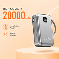 Proveedor de Baterías Externas al por Mayor B2B, Batería Externa Portátil de 20000mAh con Enchufe y Cable Integrados, Carga Súper Rápida