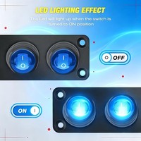 Panneau d'interrupteurs à bascule rond étanche 3 gangues 12V avec voyant LED bleu pour voiture, camion, camping-car, bateau, véhicule marin