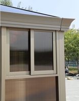 Maison de jardin à toit incliné en aluminium, directement de l'usine, avec panneaux PC pour villa et cour, utilisation extérieure