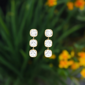 Fashion Drop <b>Earrings</b> 316L Stainless Steel PVD Gold Plating Sustainable Resistant <b>Crystal</b> <b>Studs</b> - Product Image 3