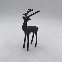 Statuette de renne classique minimaliste, personnalisée, en fer thermolaqué or/noir, écologique, pour décoration de Noël sur étagère