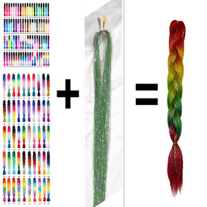 ผมถักเปียสังเคราะห์แบบถักจัมโบ้ผสมกับแวววาวแวววาวแวววาวแวววาวสีรุ้งแวววาว - Product Image 3