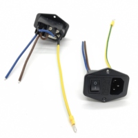 Prise de panneau d'alimentation CA 10A 250V noire avec adaptateur de câble IEC 320 C13 C14, connecteur d'entrée avec fusible et interrupteur à bascule rouge