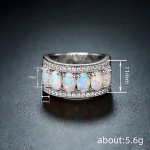 Oval <b>Opal</b> Color Design <b>Ring</b> Elegant Style Finger <b>Ring</b> for Women - Product Image 5