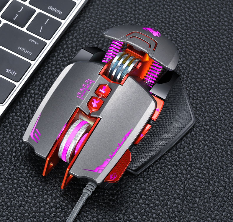 ORANGLES Gaming Mouse Wired 6400DPI | 8-Button Mechanical RGB Backlit Optical Mouse with Adjustable Sensitivity, Ergonomic Design for PC/Laptop Gamer – Plug & Play (Qatar) - angled perspective - presenting advantages - Image 4 of 4 | fits any environment | Purchase Gaming Mouse Wired 6400DPI | 8-Button Mechanical RGB Backlit Optical Mouse with Adjustable Sensitivity, Ergonomic Design for PC/Laptop Gamer – Plug & Play (Qatar) Michigan | Free Shipping ORANGLES