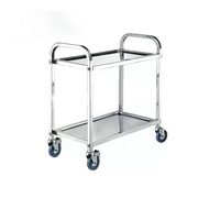 Chariot modulaire extensible robuste en acier inoxydable 201/304 à deux couches avec revêtement autonettoyant et roulettes à 4 roues pour