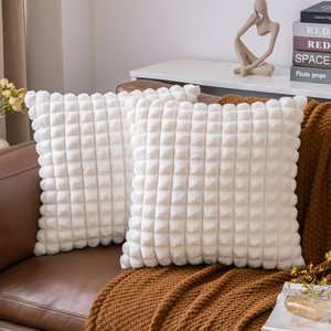 Capa de almofada de pele sintética macia de cor pura de luxo personalizada almofadas quadradas para cama de carro decoração de casa capas de almofada de pele sintética - Product Image 6