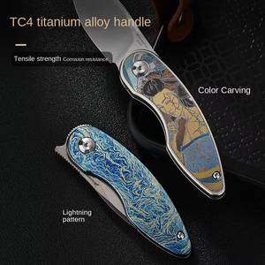 Coltello Tascabile PioneerEDC in Acciaio M390, Coltello Pieghevole in Titanio Gr5, Alta Durezza, Multifunzionale per Sopravvivenza e Uso Esterno - Product Image 2
