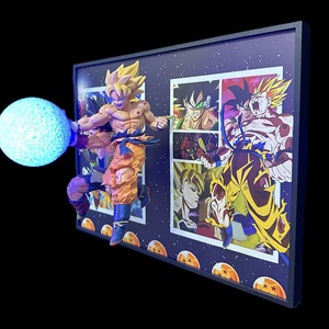 Cornice Shadow Box in PVC con Statuetta Anime Stile Fighter, Sfera di Cristallo LED da 41cm, Espositore 3D da Parete per Casa e Sala Giochi - Product Image 3