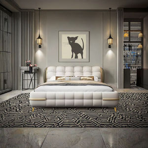 Cabecero de tela con mechones italianos de lujo moderno, marco de cama de plataforma doble Queen, almacenamiento, muebles de dormitorio tapizados de lujo suave - Product Image 2