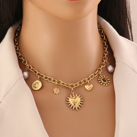 SUMMLY Collier tendance avec pendentif lune DIY, chaîne en acier inoxydable plaqué or 18 carats, bijoux de mode, vente en gros, design créatif